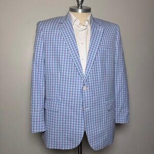 Croft & Barrow Classic Fit Plaid Sport Coat Blazer Men 48R Cotton